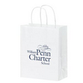 White Kraft Paper Shopper Bag (8"x4 3/4"x10 1/4") - Flexo Ink